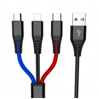 3 in 1usb charging cable Nylon Braided iphone charger cable 2.4A Fast Charge iphone cable for type-c/Android/iphone chargers