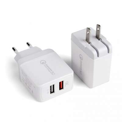 Dual port US EU QC 3.0 USB Phone Charger Support Fast charge Adapter For SAMSUNG IPHONE For HUAWEI